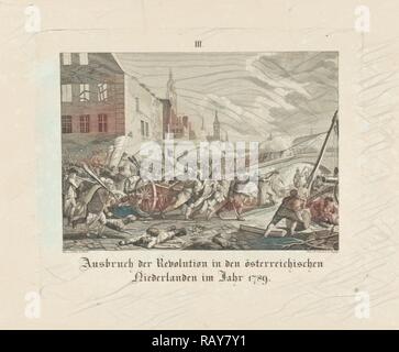 Scoppio della ribellione nel Brabante contro la dominazione austriaca di imperatore Giuseppe II nel 1789, armati attraggono orde di reinventato Foto Stock