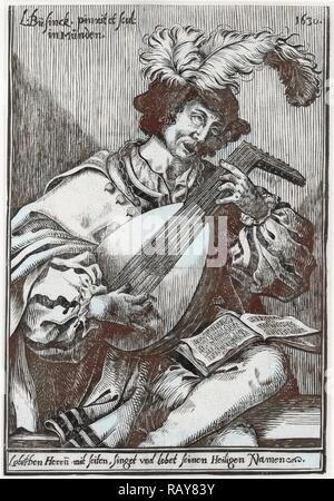 Il liuto player, Ludwig Büsinck, 1630. Reinventato da Gibon. Arte Classica con un tocco di moderno reinventato Foto Stock