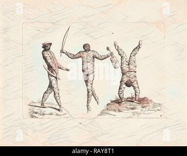 Tre arlecchini, anonimo, Pieter Schenk II, 1728. Reinventato da Gibon. Arte Classica con un tocco di moderno reinventato Foto Stock