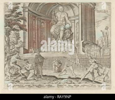 Statua di Zeus ad Olimpia, Philips Galle, Hadrianus Junius, 1572. Reinventato da Gibon. Arte Classica con un moderno reinventato Foto Stock