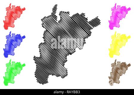 Uri (Cantoni della Svizzera, cantoni e Confederazione svizzera) mappa illustrazione vettoriale, scribble schizzo del Cantone di Uri mappa Illustrazione Vettoriale