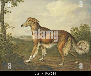 Siberian Greyhound, Jan Dasveldt, c. 1825. Reinventato da Gibon. Arte Classica con un tocco di moderno reinventato Foto Stock