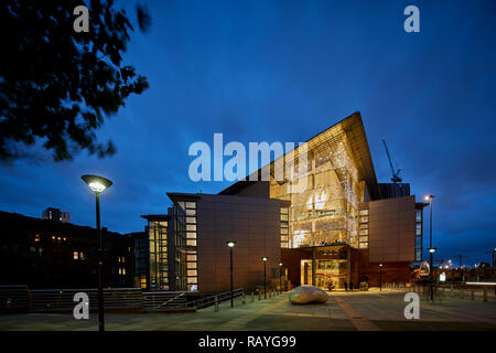 Manchester di notte Manchester Bridgewater Hall international concerto Foto Stock