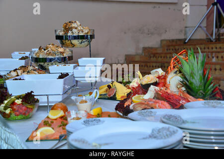 Marocchino il cibo a buffet, il Ramadan Iftar fine wedding Foto Stock