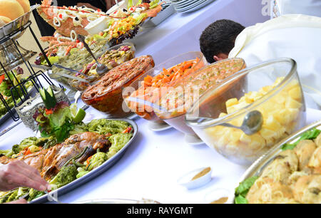 Marocchino il cibo a buffet, il Ramadan Iftar fine wedding Foto Stock