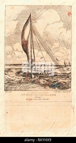 Charles Meryon (francese, 1821 - 1868). Swift-Sailing Proa, Mulgrave arcipelago, Oceania (Prô-Volant des Îles reinventato Foto Stock