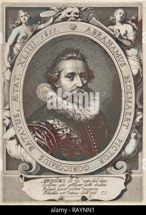 Ritratto di Abraham Bloemaert, Willem Isaacsz. van Swanenburg, Theodorus Schrevelius, 1611. Reinventato Foto Stock