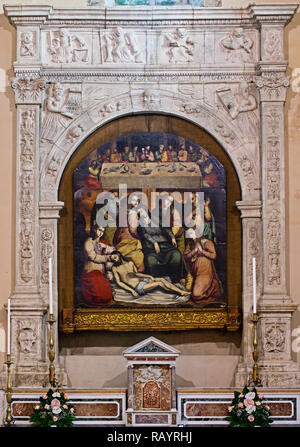 Italia Basilicat Acerenza Cattedrale Santo pala dipinta tabella 'L'Ultima Cena e la Deposizione" (Antonio stabile) Foto Stock