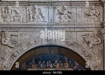 Italia Basilicat Acerenza Cattedrale Santo pala (Pietro di Muro Lucano) tavola dipinta "Ultima Cena" (Antonio stabile) Foto Stock