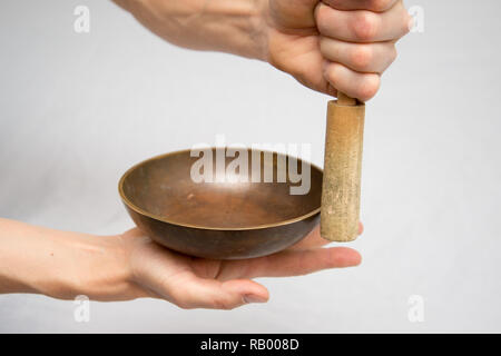 Il Tibetano Singing Bowl Foto Stock