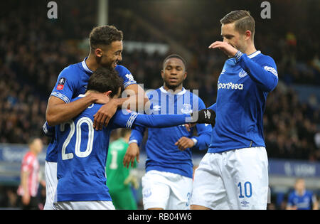 DOMINIC CALVERT-LEWIN, BERNARD , GYLIFI SIGURDSSON, Everton FC V LINCOLN CITY, Everton FC V LINCOLN CITY, EMIRATES FA Cup, 2019 Foto Stock