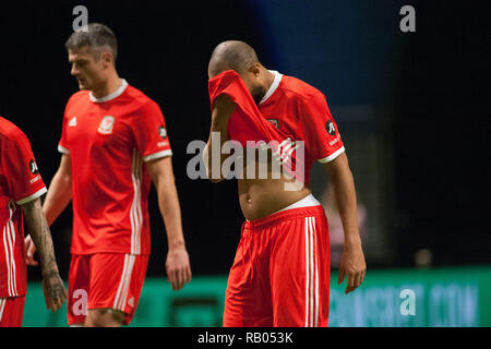 Glasgow, Regno Unito, 5 gennaio 2019v Galles Scozia, 2019 Sixes Star, calcio, SSE idro, Glasgow, Regno Unito - 5 Jan 2019; azione Credit: Scottish Borders Media/Alamy Live News Foto Stock