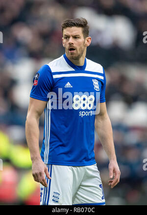 Londra, Regno Unito. 5° gennaio 2019. Londra, Regno Unito. Dal 5 gennaio 2019. Lukas Jutkiewicz di Birmingham City durante la FA Cup terzo turno match tra il West Ham United e Birmingham City a Londra, Regno Unito, Inghilterra il 5 gennaio 2019. Foto di Andy Rowland. . (La fotografia può essere utilizzata solo per il giornale e/o rivista scopi editoriali. www.football-dataco.com) Credito: Andrew Rowland/Alamy Live News Credito: Andrew Rowland/Alamy Live News Foto Stock