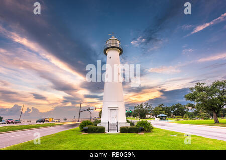 Biloxi Mississippi USA a Biloxi Lighthouse al crepuscolo. Foto Stock