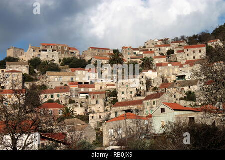 Città vecchia di Lastovo sull isola di Lastovo, Mare Adriatico, Croazia Foto Stock