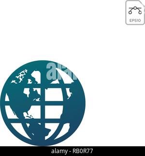 Globi di massa isolata su sfondo bianco. Appartamento il pianeta Terra e la relativa icona. Illustrazione Vettoriale. Illustrazione Vettoriale