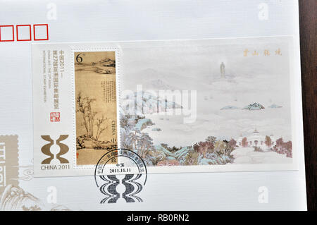 Cina - circa 2011: Un timbri stampato in Cina mostra 2011-29 Cina 2011-27th Asian International Stamp Exhibition , circa 2011. Foto Stock