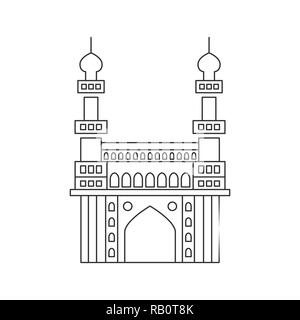 India Charminar logo icona Illustrazione Vettoriale