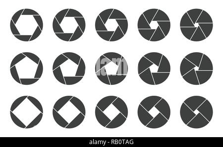 Serrande aperture della telecamera le icone del logo Illustrazione Vettoriale