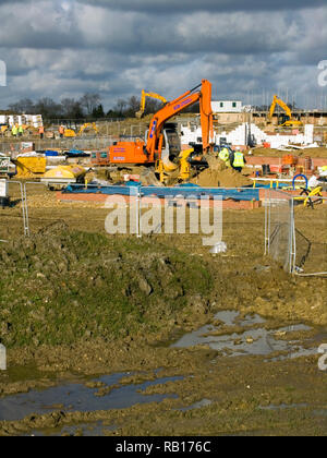 Alloggiamento sul sito Greenfield Norse off Road, Bedford Foto Stock