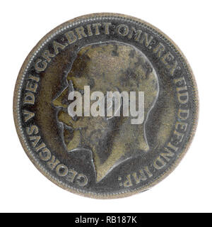 1912 British Penny moneta con Re Giorgio V busto Foto Stock