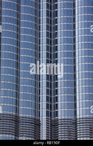 Dubai, Emirati Arabi Uniti - Ottobre 2018: Close up foto di Burj Khalifa - più alte del mondo a torre 829.84 m Foto Stock