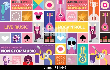 Concerto rock poster template vettoriale design. Illustrazione Vettoriale
