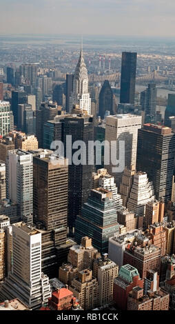 Vista guardando a Nord Mid Town New York dalla sommità della roccia Mahattan Long Island US STATI UNITI D'America Stati Uniti d'America Foto Stock