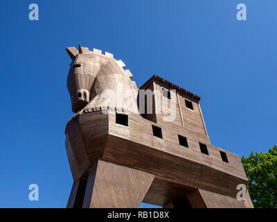 Canakkale, Turchia - 06 Maggio 2017: attrazione Landmark Cavallo di Troia esposti in troy antica città portuale Canakkale - Turchia. Foto Stock