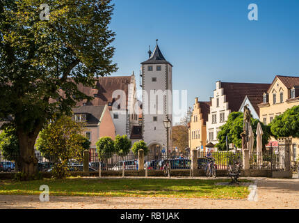 Vista la Bamberger Tor in ad Hassfurt Foto Stock