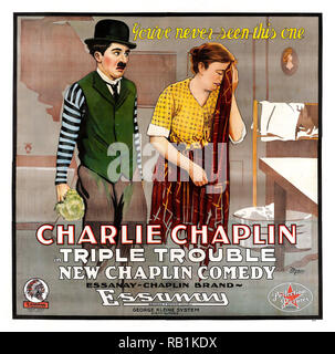 Charlie Chaplin Triple poster di errore Foto Stock