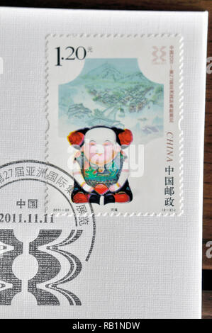 Cina - circa 2011: Un timbri stampato in Cina mostra 2011- 29 Cina 2011-27th Asian International Stamp Exhibition , circa 2011. Foto Stock
