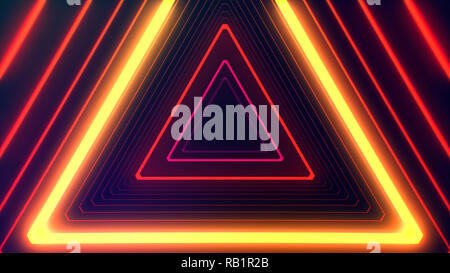 Il futuristico HUD tunnel triangolo VJ illustrazione. 4K Neon di motion graphics per LED Foto Stock
