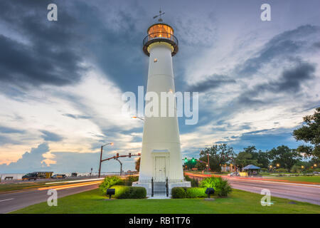 Biloxi Mississippi USA a Biloxi Lighthouse al crepuscolo. Foto Stock