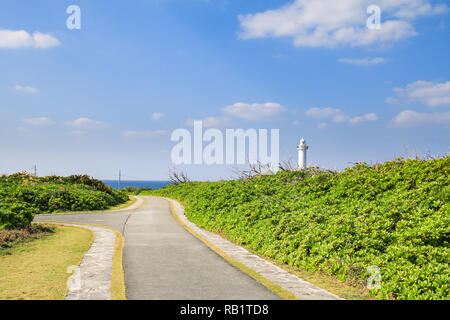 Piccolo sentiero nel Parco di Cape Zanpa a Okinawa, Giappone Foto Stock
