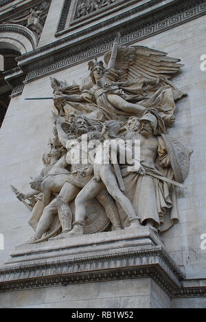 Arco di Trionfo, Parigi: uno dei quattro principali gruppi scultorei su ciascun arco di pilastri: Le partono de 1792 (o la Marseillaise) Foto Stock