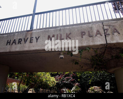 Harvey Milk Plaza segno, quartiere Castro di San Francisco, California, Foto Stock