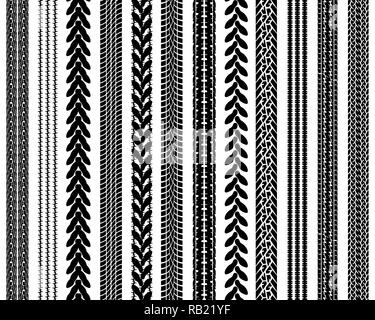 Set di pneumatici dettagliata illustrazione stampe, modello senza giunture Foto Stock