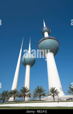 Vista del Kuwait Towers in Kuwait City, Kuwait Foto Stock