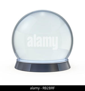 Vuoto snow globe isolato su bianco. Il rendering 3D Foto Stock