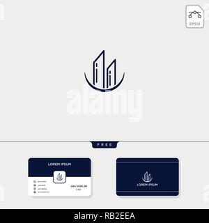 Costruire un architetto, real estate logo creativo template illustrazione vettoriale e logo ispirazione. business card template design includono Illustrazione Vettoriale