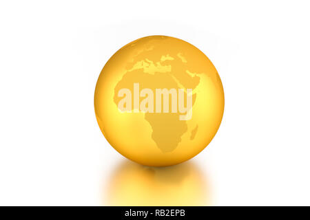 3D render: Golden Globe mostra Africa isolato su bianco Foto Stock