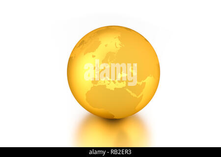 3D render: Golden Globe mostra Europa isolato su bianco Foto Stock