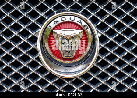Jaguar auto logo badge e grill Foto Stock