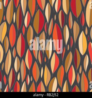 Autunno foglie rosse Seamless Pattern sul grigio scuro Illustrazione Vettoriale