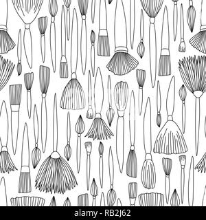 In bianco e nero artista spazzole modello senza giunture Illustrazione Vettoriale