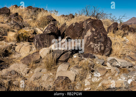 Nuovo Messico incisioni rupestri, tre fiumi Petroglyph Sito, Nuovo Messico, STATI UNITI D'AMERICA Foto Stock