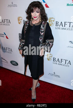 In California, Stati Uniti d'America. 5° gennaio 2019. L'attrice Joan Collins arriva presso il BAFTA (British Academy of Film and Television Arts) Los Angeles Tea Party 2019 tenutosi presso il Four Seasons Hotel Los Angeles at Beverly Hills il 5 gennaio 2019 in Beverly Hills Los Angeles, California, Stati Uniti. (Foto di Xavier COLLIN/Image Press Agency) Credito: Image Press Agency/Alamy Live News Foto Stock