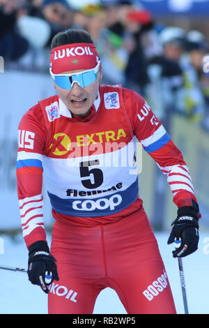 La Val di Fiemme, Italia. Il 6 gennaio 2019. Nordico FIS World Cup, onorevoli ultima salita; Anastasia Sedova (RUS) Credit: Azione Plus immagini di sport/Alamy Live News Credit: Azione Plus immagini di sport/Alamy Live News Foto Stock