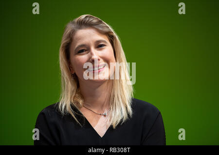 Stuttgart, Germania. 06 gen 2019. Lencke Steiner, leader della FDP gruppo parlamentare del Parlamento europeo di Brema, siede all'Opera di Stoccarda durante il FDP di tre re riunione. Credito: Sebastian Gollnow/dpa/Alamy Live News Foto Stock